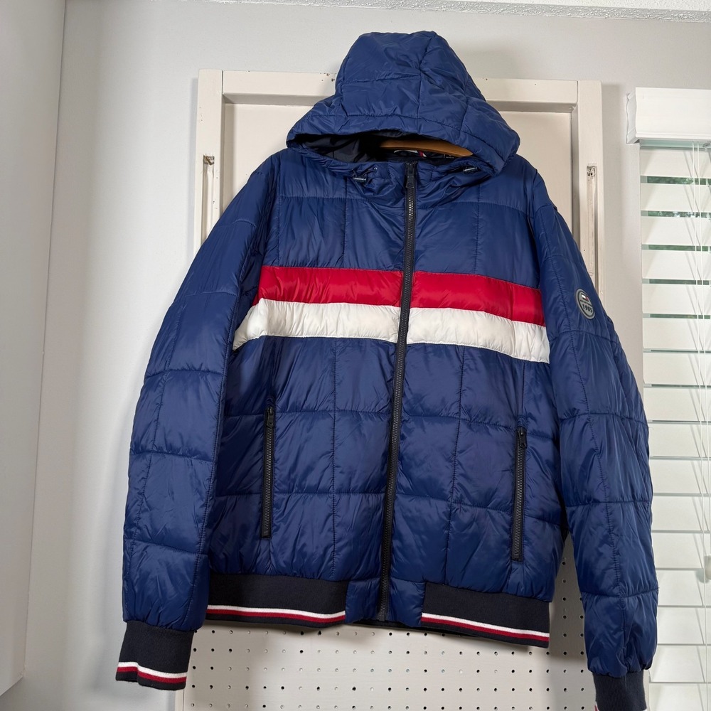 Tommy Hilfiger Ultra Loft Quilted Puffer Jacket Mens Blue Wind Resistant - L NWT